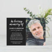 White on Black in Loving Memory Photo Annountion Kaart (Staand voorkant)