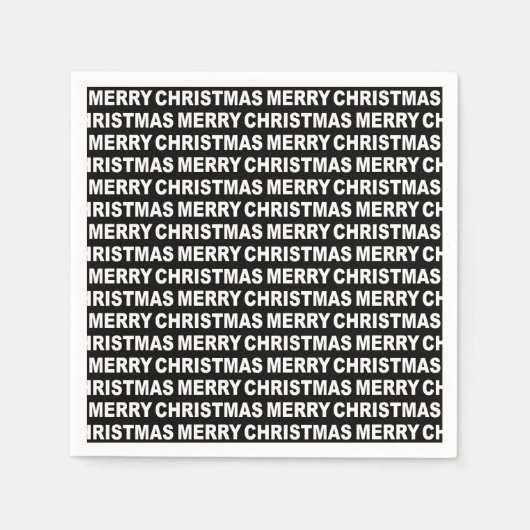 White on Black KerstTypography Paper Napkin Servet (Voorkant)