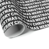 White on Black kerstTypography Wrapping Paper Cadeaupapier (Rol Hoek)