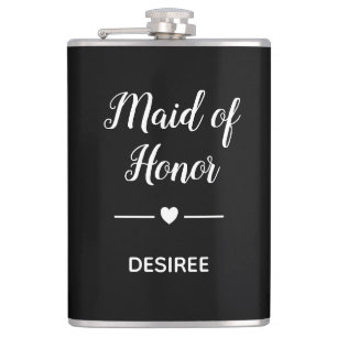 White on Black Maid of Honor met Name Heart Heupfles