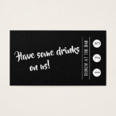 White on Black, Modern 3-Punch Drink Ticket Kaarte Visitekaartjes (Voorkant)