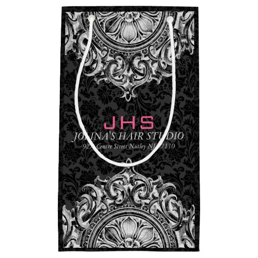 White on Black  Ornament Klein Cadeauzakje (Voorkant)