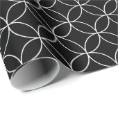 White on Black Overlapping Circles Wrapping Paper Cadeaupapier (Rol Hoek)