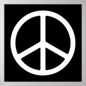 White on Black Peace Symbol Art Print (Voorkant)
