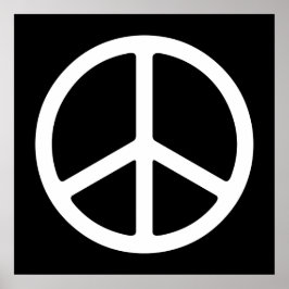 White on Black Peace Symbol Art Print
