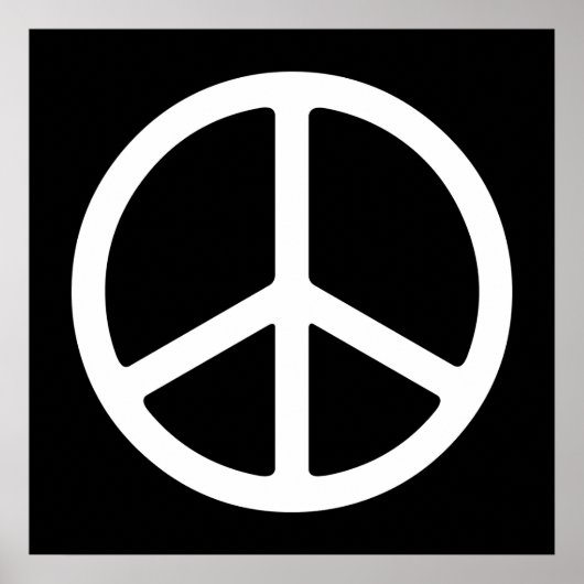 White on Black Peace Symbol Art Print (Voorkant)