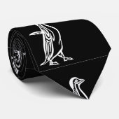 White on Black Penguin Line Art Stropdas (Opgerold)