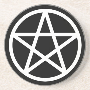 White on Black Pentacle Drink Onderzetter