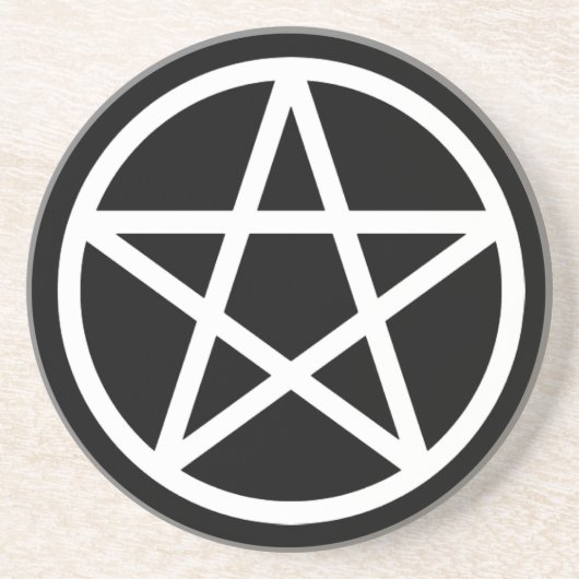 White on Black Pentacle Drink Onderzetter (Voorkant)