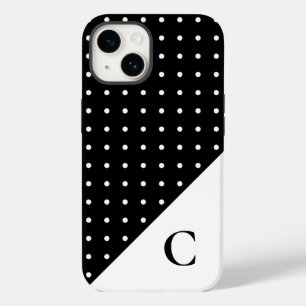 White on Black Polka Dot Pattern Monogram Case-Mate iPhone 14 Hoesje