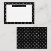 White On Black Polka Dots Pattern Custom Text Notitiekaartje (Voorkant / Achterkant)