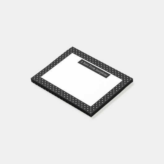 White On Black Polka Dots Pattern Custom Text Post-it® Notes (Schuin)