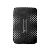 White On Black Polka Dots Pattern With Custom Name Badmat (Voorkant Verticaal)