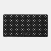 White On Black Polka Dots Pattern With Custom Name Bureaumat (Voorkant)