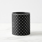 White On Black Polka Dots Pattern With Custom Name Mok (Midden)