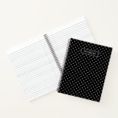 White On Black Polka Dots Pattern With Custom Name Notitieboek (Binnen)