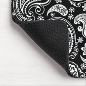 White on Black Retro Paisley Pattern Design Muismat (Hoek)