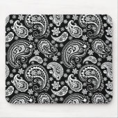 White on Black Retro  Paisley Pattern Design Muismat (Voorkant)