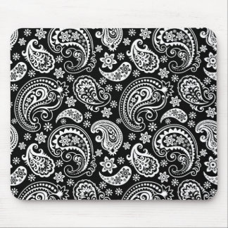 White on Black Retro  Paisley Pattern Design Muismat