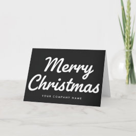 White on Black Retro Script Merry Christmas Feestdagen Kaart