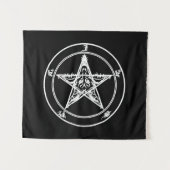 White on Black Satanic Altar Tapestry Wandkleed (Voorkant (horizontaal))