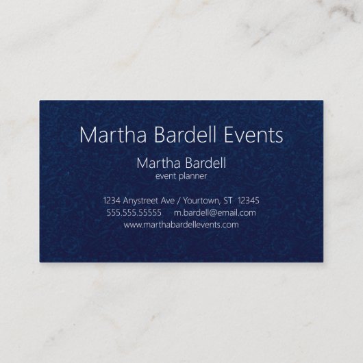 White on Black Signature Event Planner Adaptable Visitekaartje (Achterkant)