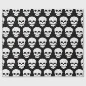 White on Black Skulls Cadeaupapier (Vlak)