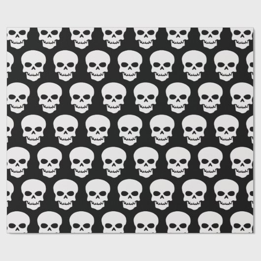 White on Black Skulls Cadeaupapier (Vlak)