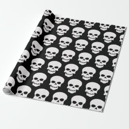 White on Black Skulls Cadeaupapier