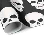 White on Black Skulls Cadeaupapier (Rol Hoek)