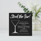 White on Black Stock the Bar Script Couples Shower Kaart (Staand voorkant)