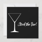 White on Black Stock the Bar Script Couples Shower Kaart (Achterkant)