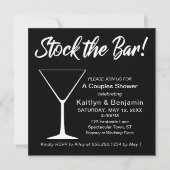 White on Black Stock the Bar Script Couples Shower Kaart (Voorkant)