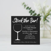 White on Black Stock the Bar Script Couples Shower Kaart (Staand voorkant)