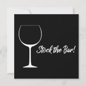 White on Black Stock the Bar Script Couples Shower Kaart (Achterkant)