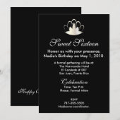 White on Black Sweet Sixteen nodigt u uit. Kaart (Voorkant / Achterkant)