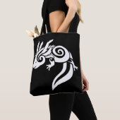 White on Black Tribal Axolotl Mexican Salamander Tote Bag (Dichtbij)