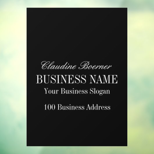 White on Black Window Decal Clings Business Home (Vel 3)