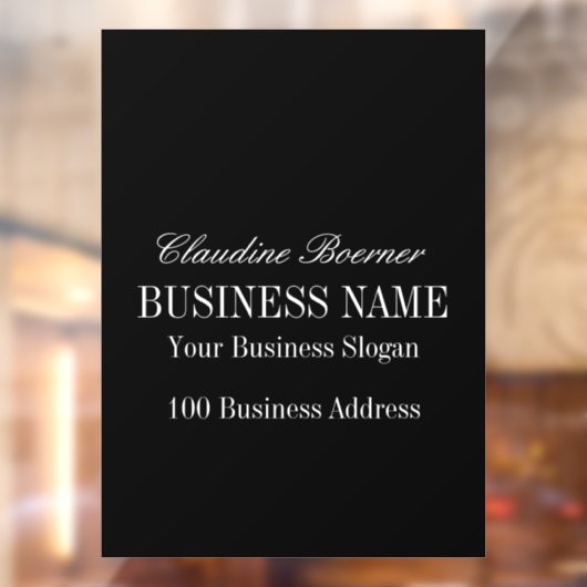 White on Black Window Decal Clings Business Home (Vel 2)