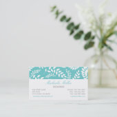 White on Blauwgroen Foliage Ferns Pattern Visitekaartje (Staand voorkant)