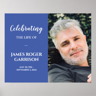 White on Blue Celebration of Life Memorial Foto P Poster