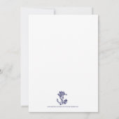 White on Blue Floral Blue Anchor Birthday Party Kaart (Achterkant)