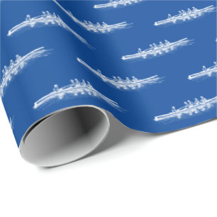 White on Blue Rowing Rowers Creming Team Water Spo Cadeaupapier