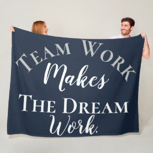 White on Blue Teamwork maakt de droom Fleece Deken