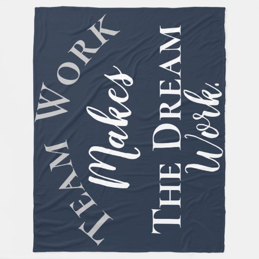 White on Blue Teamwork maakt het droomwerk Fleece Deken (Voorkant)