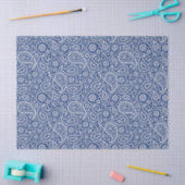 White on blue vintage paisley pattern tissuepapier (Craft)