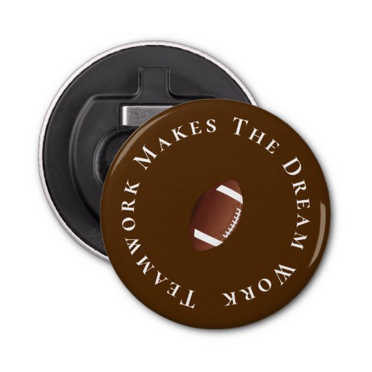 White on Brown Teamwork maakt het droomwerk Button Flesopener (Voorkant)