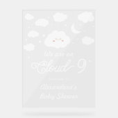 White on Cloud 9 Baby shower Welkom Acryl Bord (Voorkant)