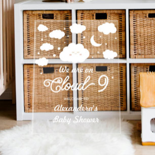 White on Cloud 9 Baby shower Welkom Acryl Bord