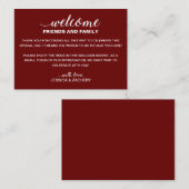 White on Dark Red Weduwen Welkomstcadeautas Plaatskaartje (Voorkant / Achterkant)